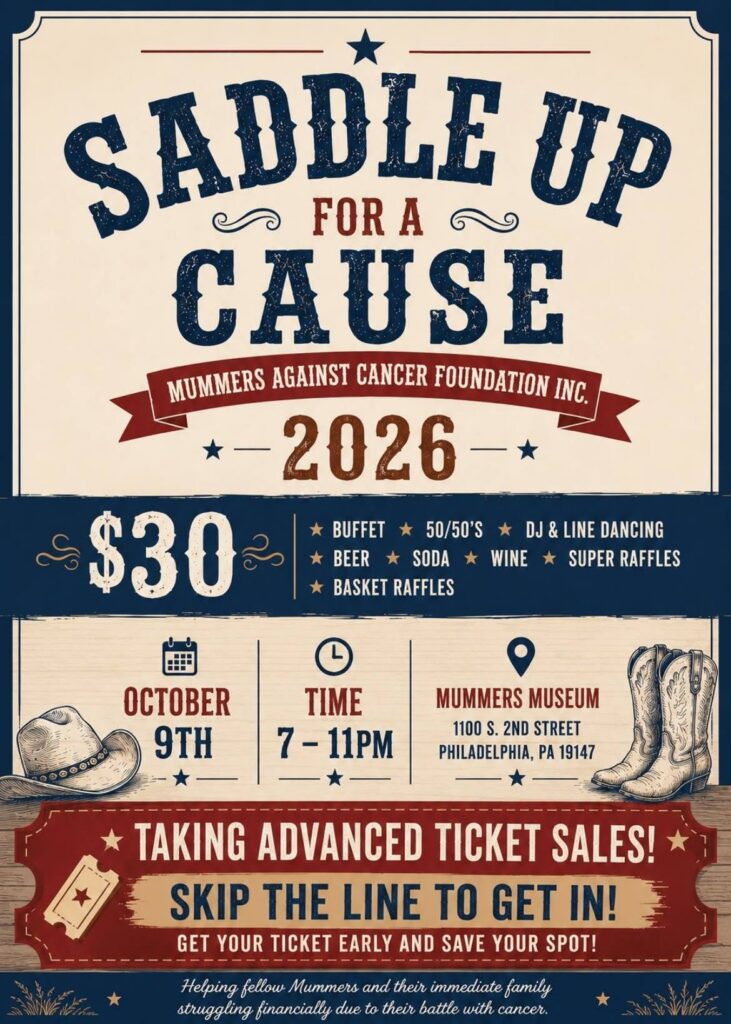 Mummers Against Cancer 2026 Flyer