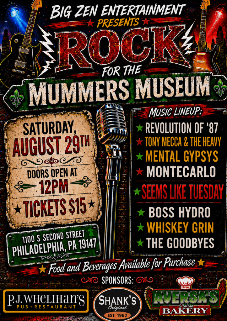 Rock For The Mummers Museum Event Flyer